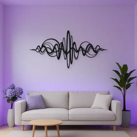 Vue alternative de Continuous Sound Wave Metal Wall Art | Music Room Wall Decor