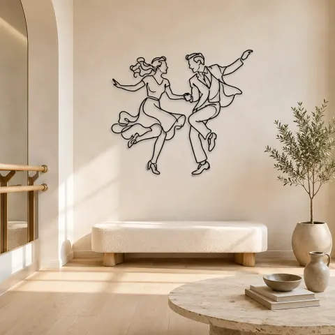 Décoration murale en métal Lindy Hop Pair | Décor mural pour les couples dansants