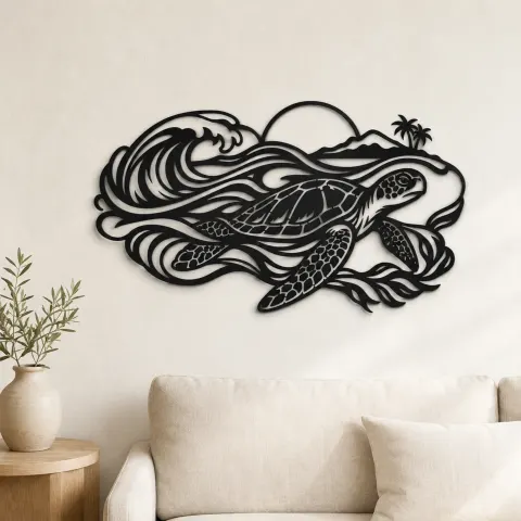 Sea Turtle Current Metal Wall Art | Coastal and Nautical Wall Decor