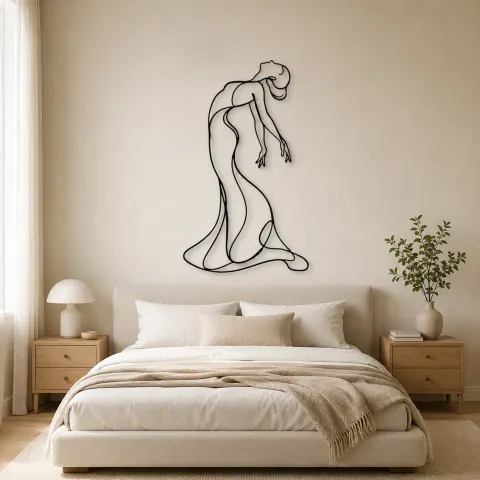 Vue alternative de Décoration murale en métal "Flux de dos arqué" | Décor mural de figure féminine