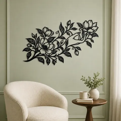 Vue alternative de Botanical Woman Hand Metal Wall Art | Minimalist Woman Line Art