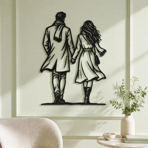 Vue alternative de Evening Stroll Couple Metal Wall Art | Romantic Couple Decor