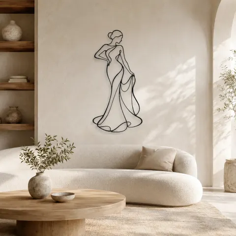 Décoration murale en métal "Drapé debout" | Décor mural féminin
