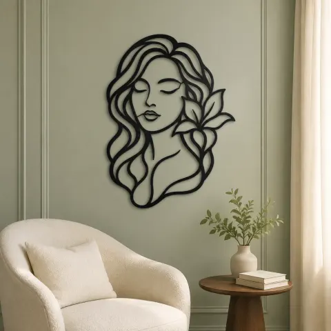 Vue alternative de Closed Eyes Serenity Metal Wall Art | Modern Abstract Metal Decor