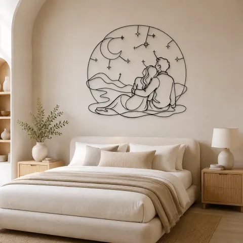 Vue alternative de Décoration murale en métal "Amoureux sous les étoiles" | Décor romantique pour couple