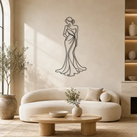 Décoration murale en métal Muse en Robe de Lys | Décor Femme Botanique