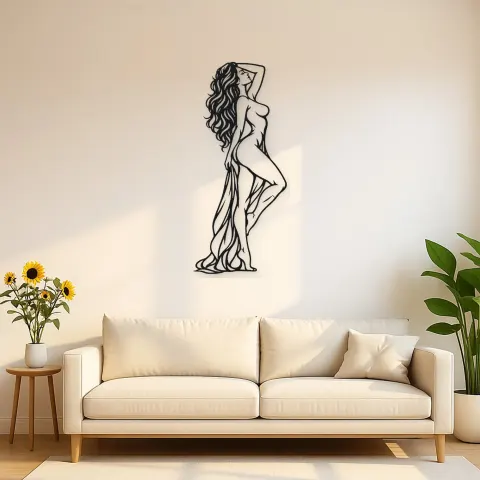 Confident Side Profile Metal Wall Art | Minimalist Woman Line Art