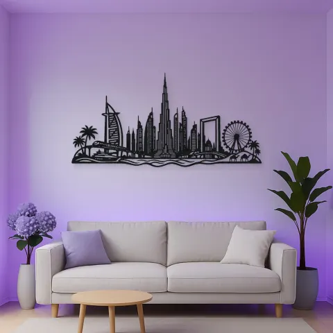Dubai Skyline Arc Metal Wall Art | Travel and City Wall Decor alternative Ansicht