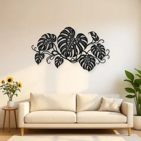 Monstera Leaf Rhythm Metal Wall Art | Botanical Metal Wall Decor
