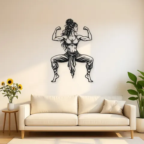 Goddess Pose Strength Metal Wall Art | Movement Silhouette Decor