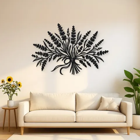 Lavender Bouquet Metal Wall Art | Botanical Metal Wall Decor