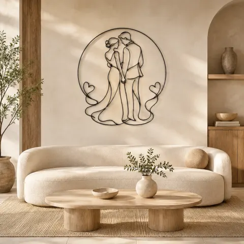 Décoration murale en métal "Silhouette Main dans la Main" | Décor de Couple Romantique