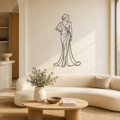 Décoration murale en métal Muse Robe Longue | Décor mural Figure de Mode