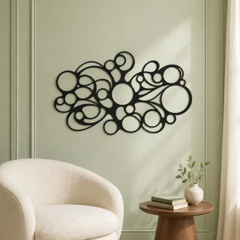 Vue alternative de Connected Bubble Field Metal Wall Art | Modern Abstract Metal Decor