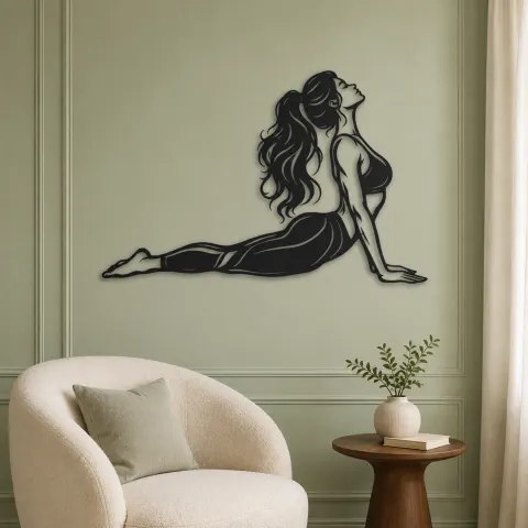 Vue alternative de Cobra Pose Flow Metal Wall Art | Movement Silhouette Decor
