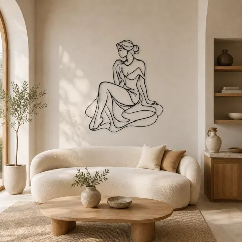 Femme avec perle | Décoration murale en métal