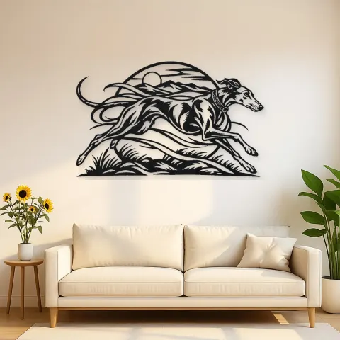 Greyhound Motion Metal Wall Art | Pet Lover Silhouette Decor