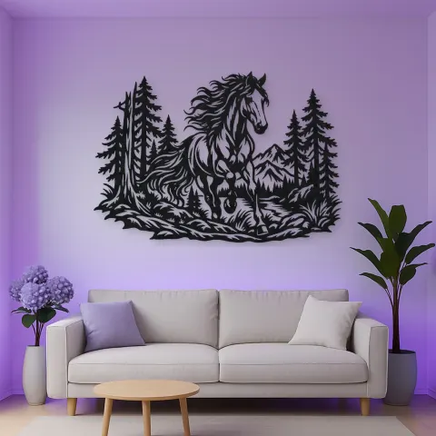 Horse in Forest Metal Wall Art | Equestrian Wall Decor alternative Ansicht