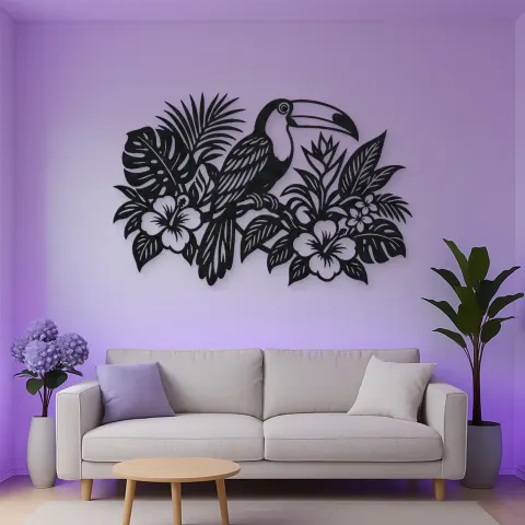 Toucan Leaf Garden Metal Wall Art | Wildlife Silhouette Decor alternative Ansicht