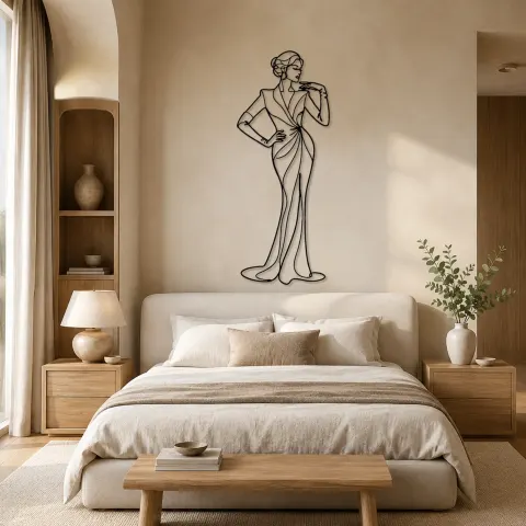 Vue alternative de Décoration murale en métal Pose de Gant de Soirée | Décor de Figure de Mode