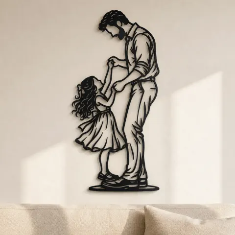 Father Daughter Dance Metal Wall Art | Family Silhouette Decor