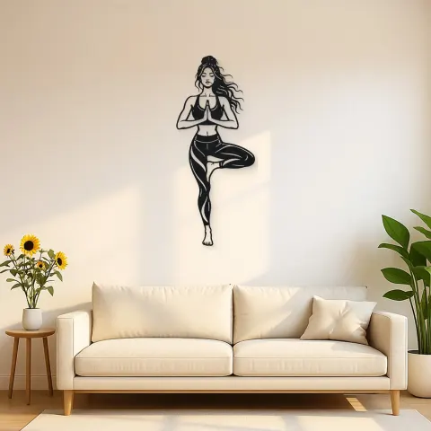 Tree Pose Balance Metal Wall Art | Movement Silhouette Decor