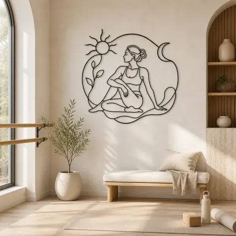 Décoration murale en métal "Spinal Twist Pose" | Décor mural Yoga et Méditation