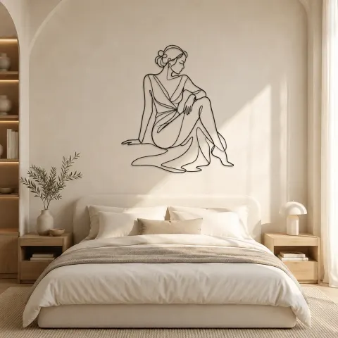 Vue alternative de Décoration murale en métal muse du soir assise | Décor mural figure de mode