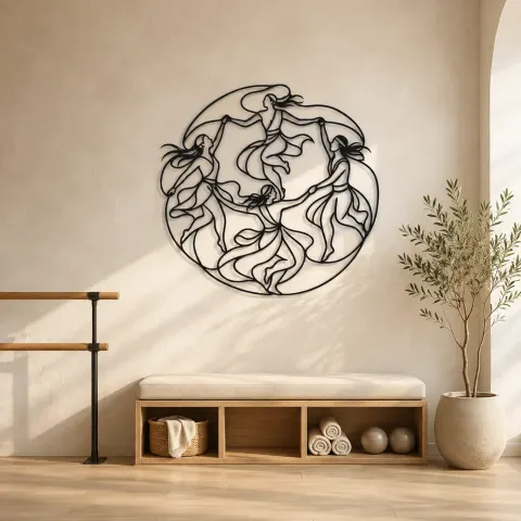 Décoration murale en métal personnalisée Cercle de Danse Tribal | Décor mural de silhouette de danse