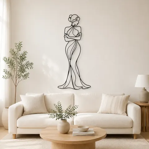 Décoration murale en métal "Muse les bras croisés" | Décor mural de figure féminine