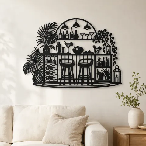 Cocktail Bar Flow Metal Wall Art | Cozy Home Metal Decor