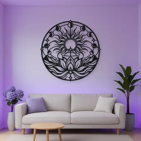 Solar Lotus Metal Wall Art | Botanical Metal Wall Decor alternative Ansicht
