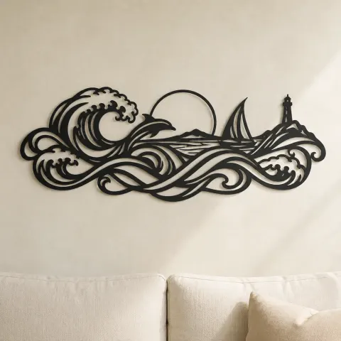 Interwoven Ocean Waves Metal Wall Art | Coastal and Nautical Wall Decor