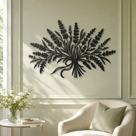 Vue alternative de Lavender Bouquet Metal Wall Art | Botanical Metal Wall Decor