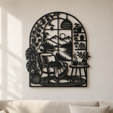 Home Arch Landscape Metal Wall Art | Cozy Home Metal Decor