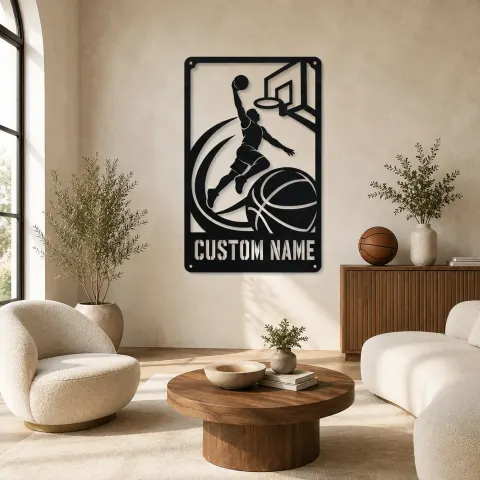 Décoration murale en métal personnalisée dunk de basketball