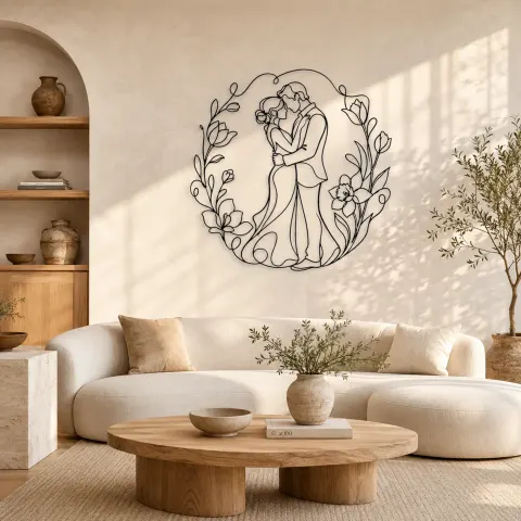 Décoration murale en métal Couple de Fleurs de Printemps | Décor Romantique pour Couple