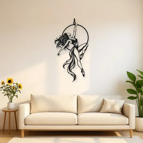 Aerial Hoop Muse Metal Wall Art | Movement Silhouette Decor