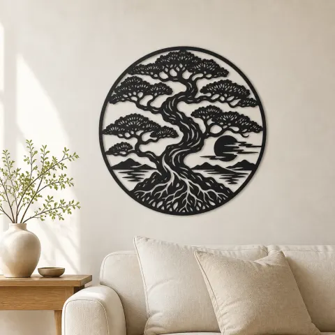 Bonsai Balance Metal Wall Art | Botanical Metal Wall Decor