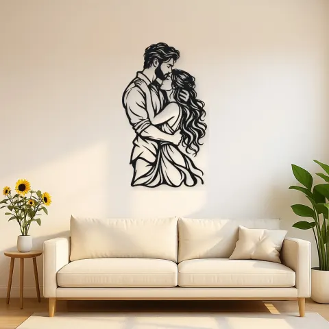 Tender Forehead Kiss Metal Wall Art | Romantic Couple Decor