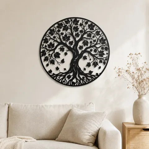 Autumn Leaf Tree Metal Wall Art | Botanical Metal Wall Decor