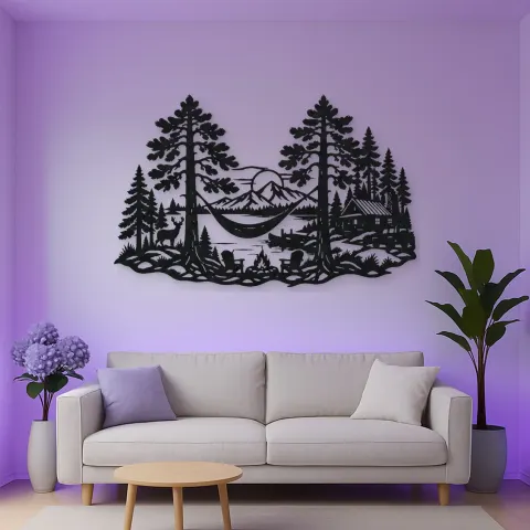Hammock between Pines Metal Wall Art | Cozy Home Metal Decor alternative Ansicht