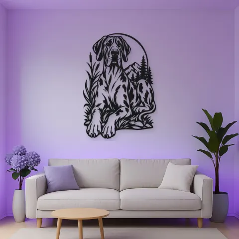 Great Dane Minimal Metal Wall Art | Pet Lover Silhouette Decor alternative Ansicht