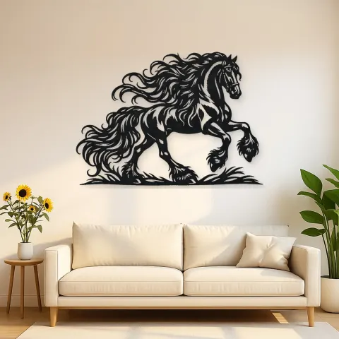 Friesian Mane Flow Metal Wall Art | Equestrian Wall Decor