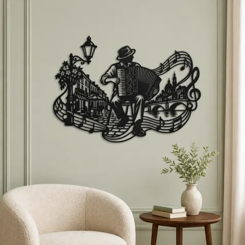 Vue alternative de Accordion Street Music Metal Wall Art | Music Room Wall Decor