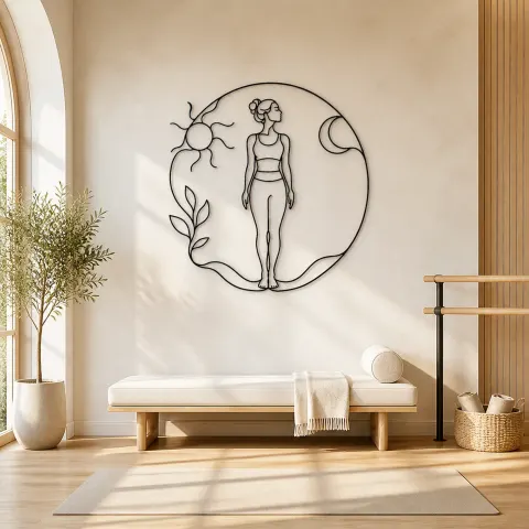 Décoration murale en métal Flow de Pose de Montagne | Décor mural Yoga et Méditation
