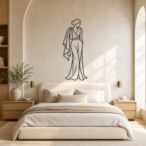 Vue alternative de Décoration murale en métal Pose de Drapé sur Épaule | Décor mural Figure Féminine
