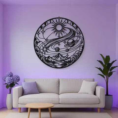 Vue alternative de Comet Trail Curve Metal Wall Art | Nature Silhouette Decor