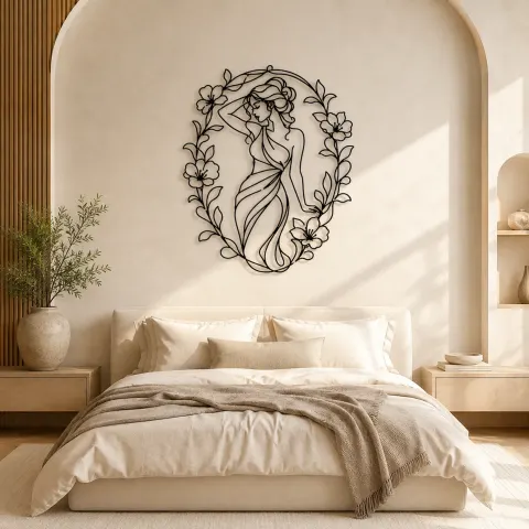 Vue alternative de Décoration murale en métal Muse dans Cadre Floral | Décor mural Femme Botanique