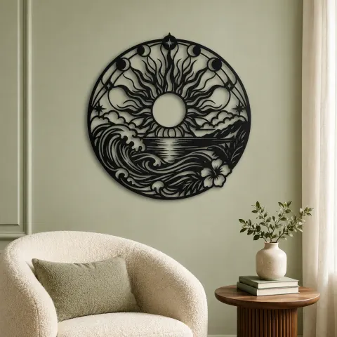 Vue alternative de Sun and Ocean Metal Wall Art | Coastal and Nautical Wall Decor
